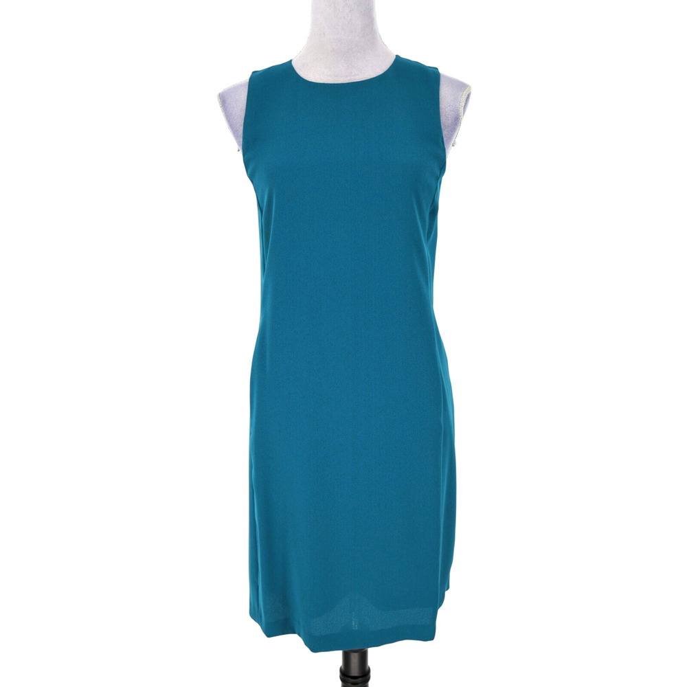 Vince Dress Womens 4 Teal Lined Pockets Back Zip Sleeveless Luxury Career